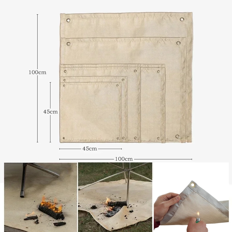 Heat Resistant Mat - แผ่นรองกันไฟสำหรับตั้งแคมป์ ผ้าห่มทนความร้อน แผ่นรองเตาไฟกลางแจ้ง แผ่นรองปิ้งย่างบาร์บีคิว แผ่นรองกันไฟลาม ป้องกันพื้น