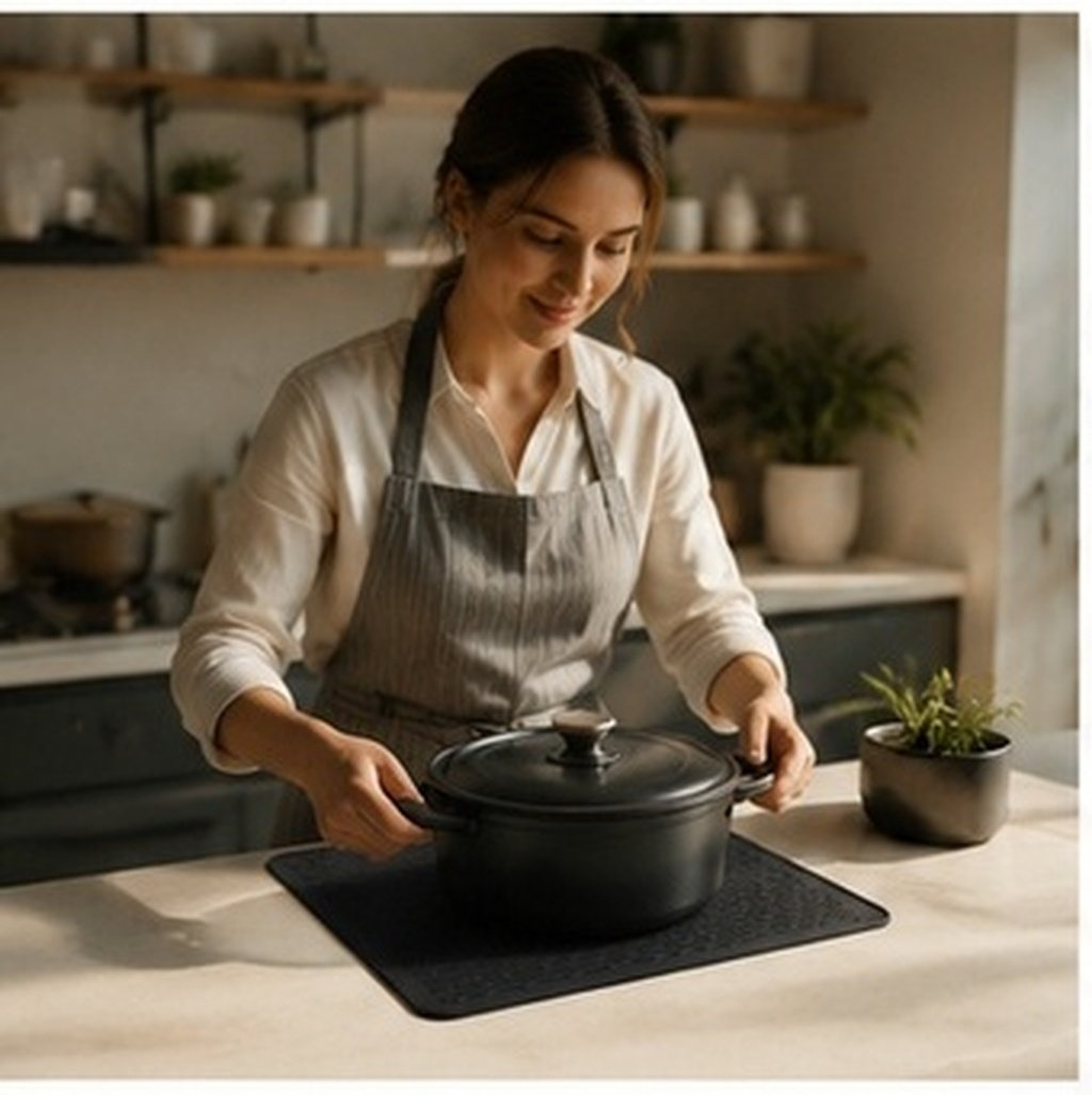 Heat Resistant Mat - แผ่นรองกันความร้อนซิลิโคน ขนาดใหญ่ สำหรับเตาอบ แผ่นรองเคาน์เตอร์ครัว แผ่นรองเตาอบแบบแบน ทนความร้อน