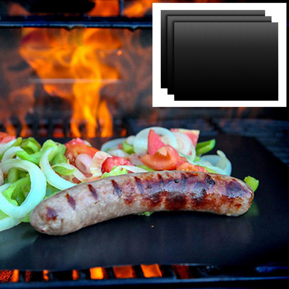 Heat Resistant Mat - แผ่นรองย่างบาร์บีคิว 4 ชิ้น ไม่ติดกระทะ ทนความร้อน ใช้ซ้ำได้